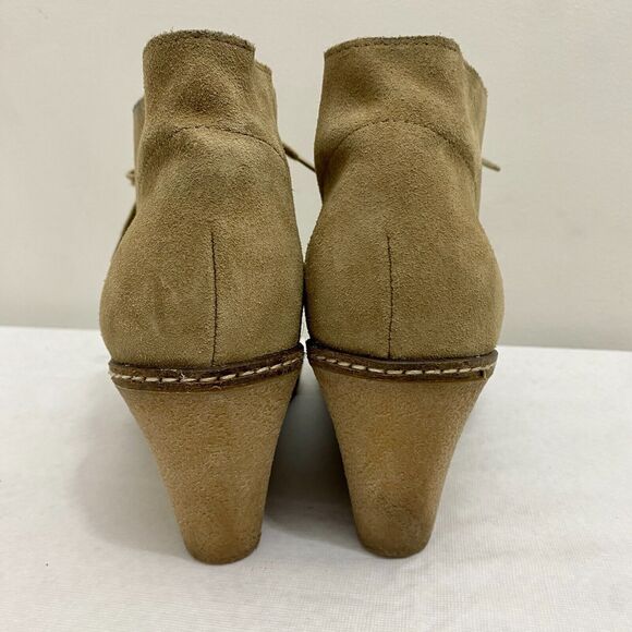 J Crew MacAlister Tan Suede Leather Wedge Heel Ankle Bootie in Flax Womens 8 - Picture 5 of 11